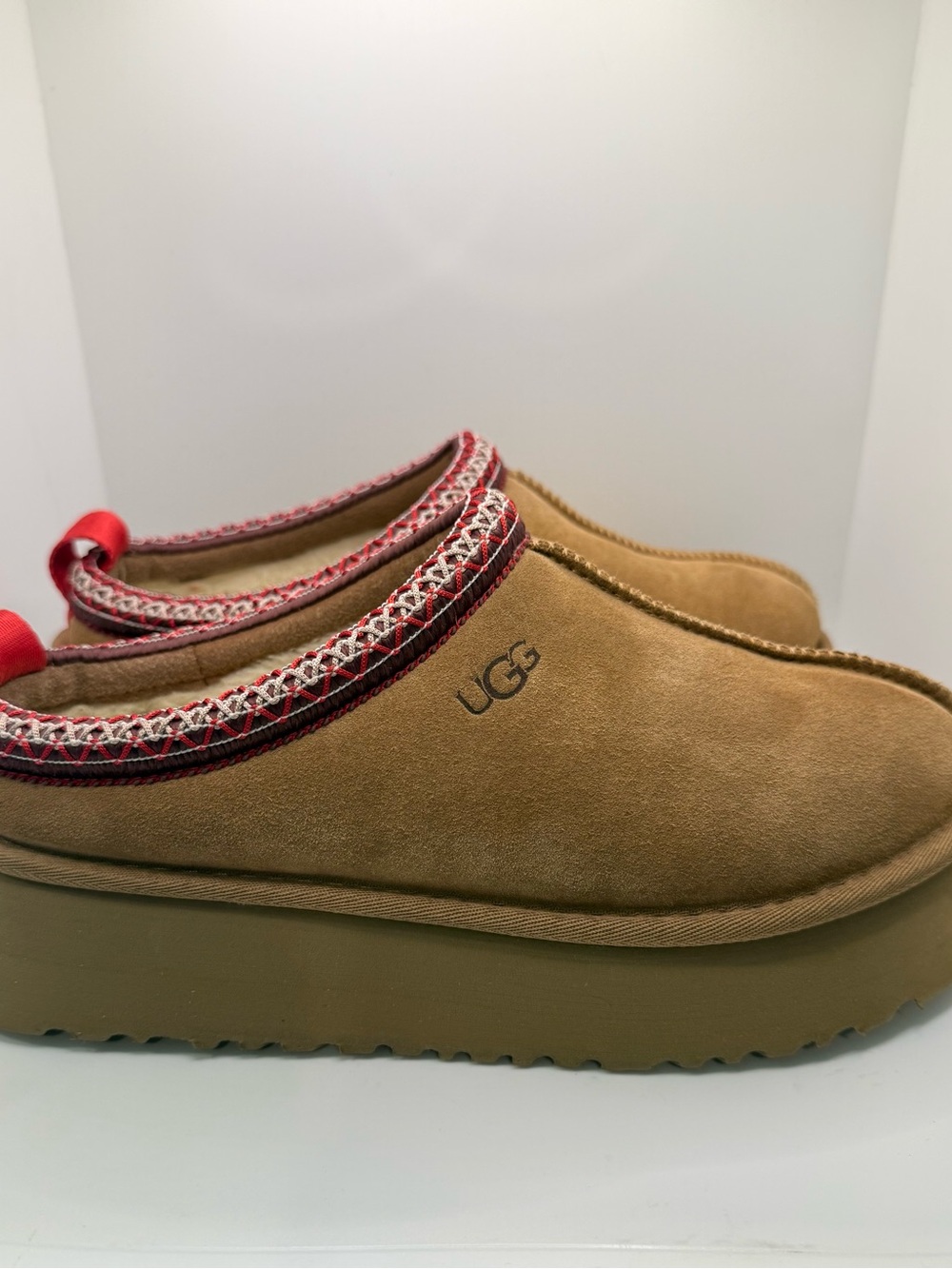 UGG Women’s Tazz II Shearling Slip-On Slipper Braid Trim Color:Chestnut Size: 9 - Picture 4 of 13